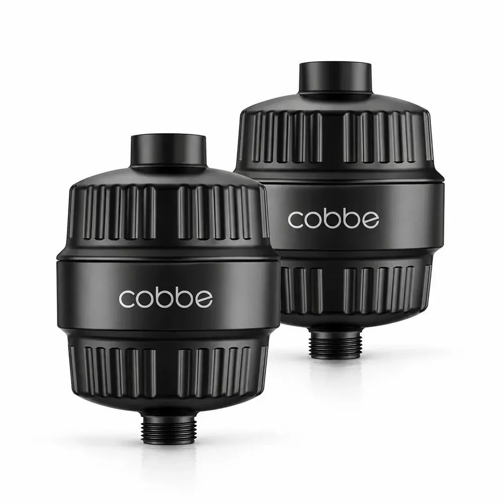 2-pc Cobbe Shower Filter for Hard Water – Matte Black (Model: CF-KSGLQB203-2)
